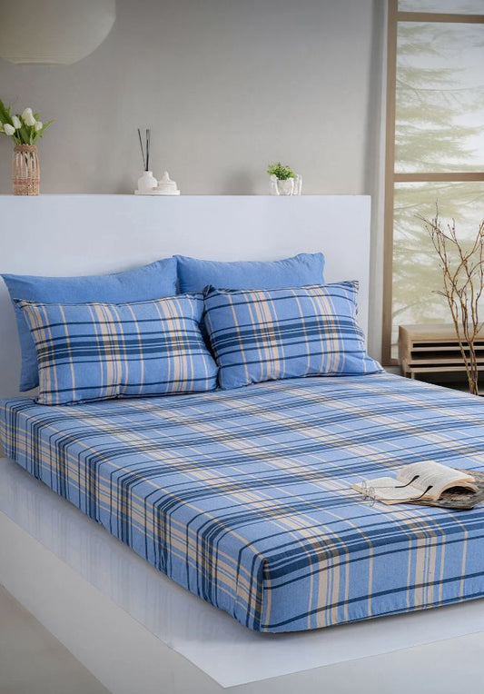 Dovira Ekoseli Pamuklu Lastikli Çarşaf Takımı 180x200