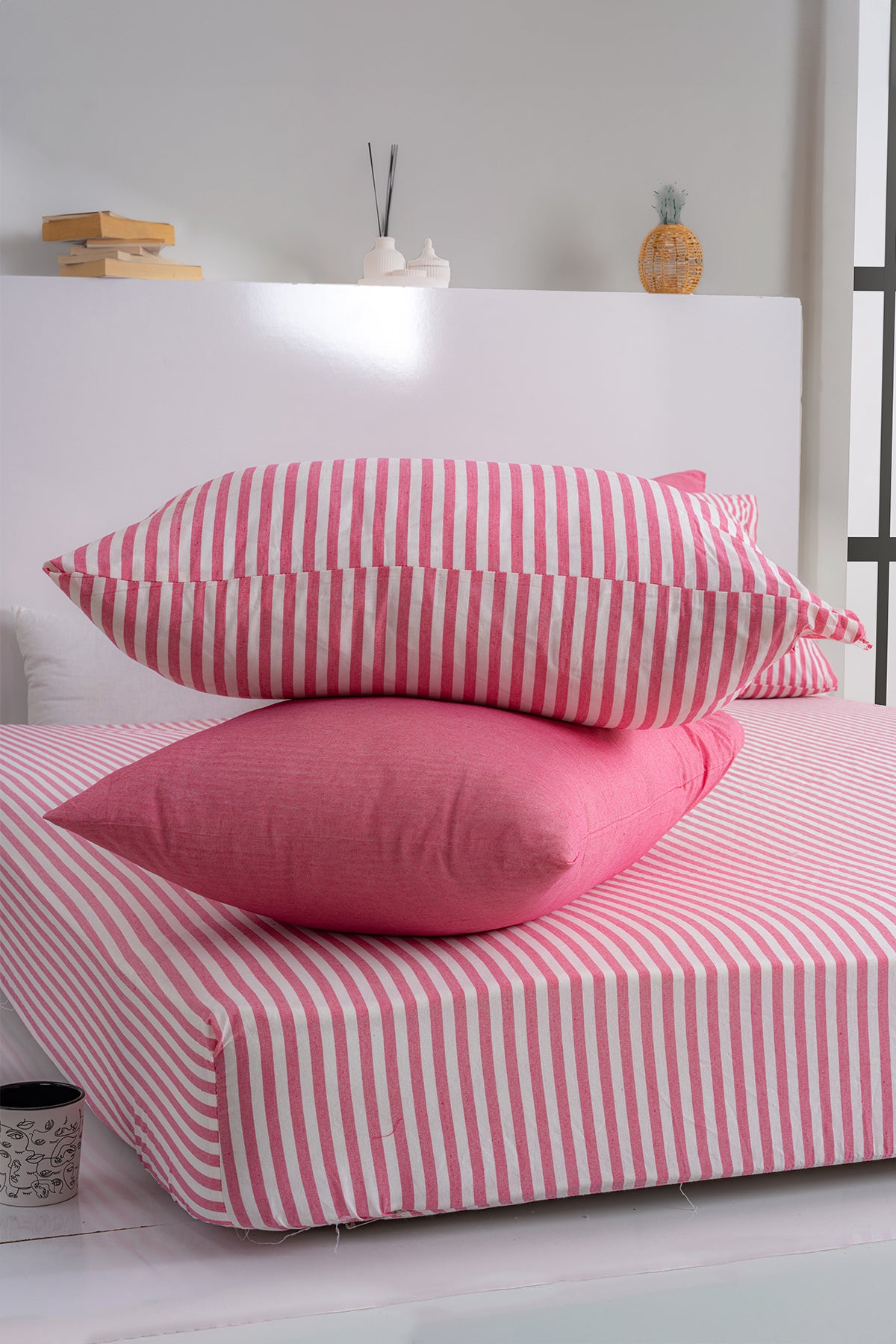 Dovira Çizgili Pamuklu Lastikli Çarşaf Takımı 160x200