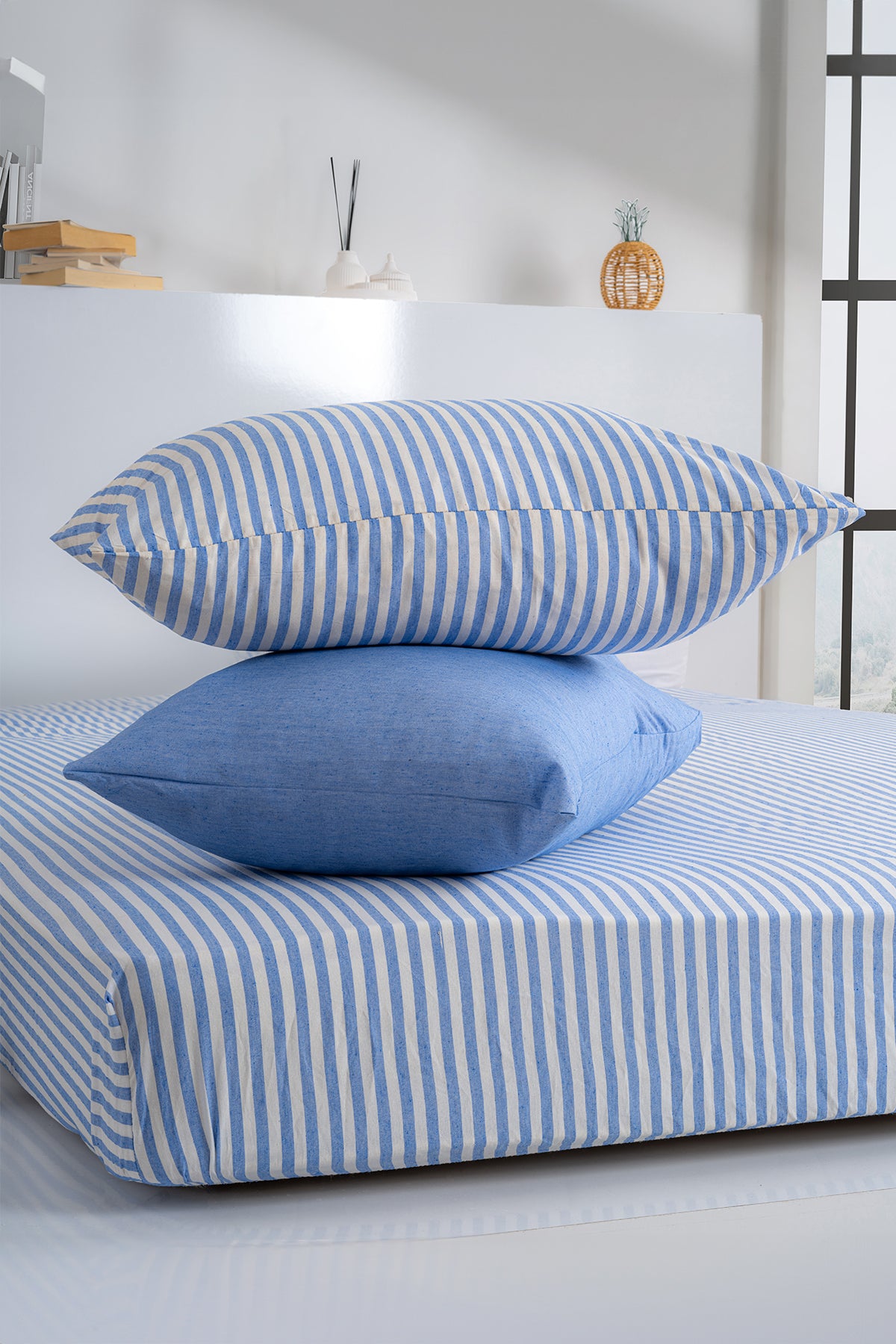 Dovira Çizgili Pamuklu Lastikli Çarşaf Takımı 100x200