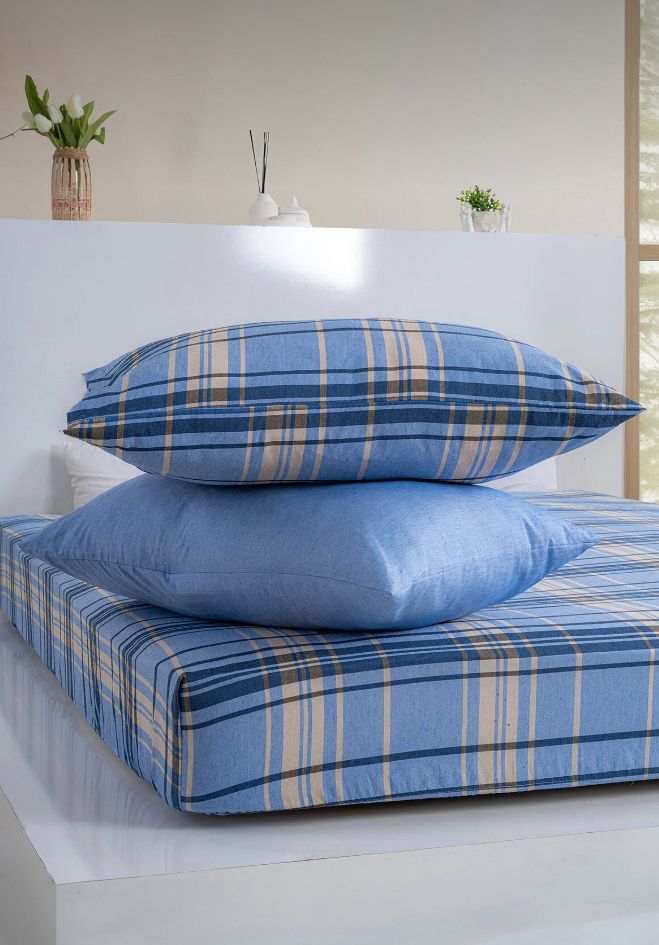 Dovira Ekoseli Pamuklu Lastikli Çarşaf Takımı 100x200