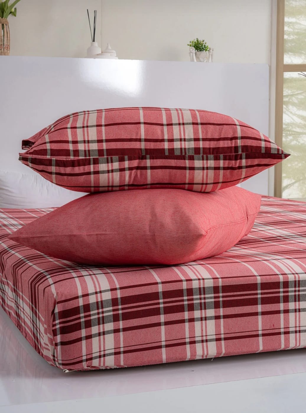 Dovira Ekoseli Pamuklu Lastikli Çarşaf Takımı 180x200