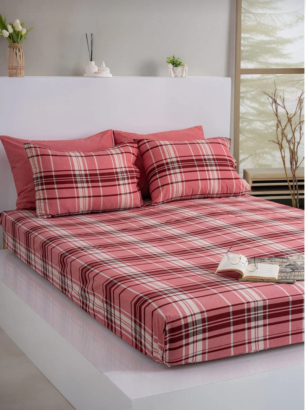 Dovira Ekoseli Pamuklu Lastikli Çarşaf Takımı 160x200