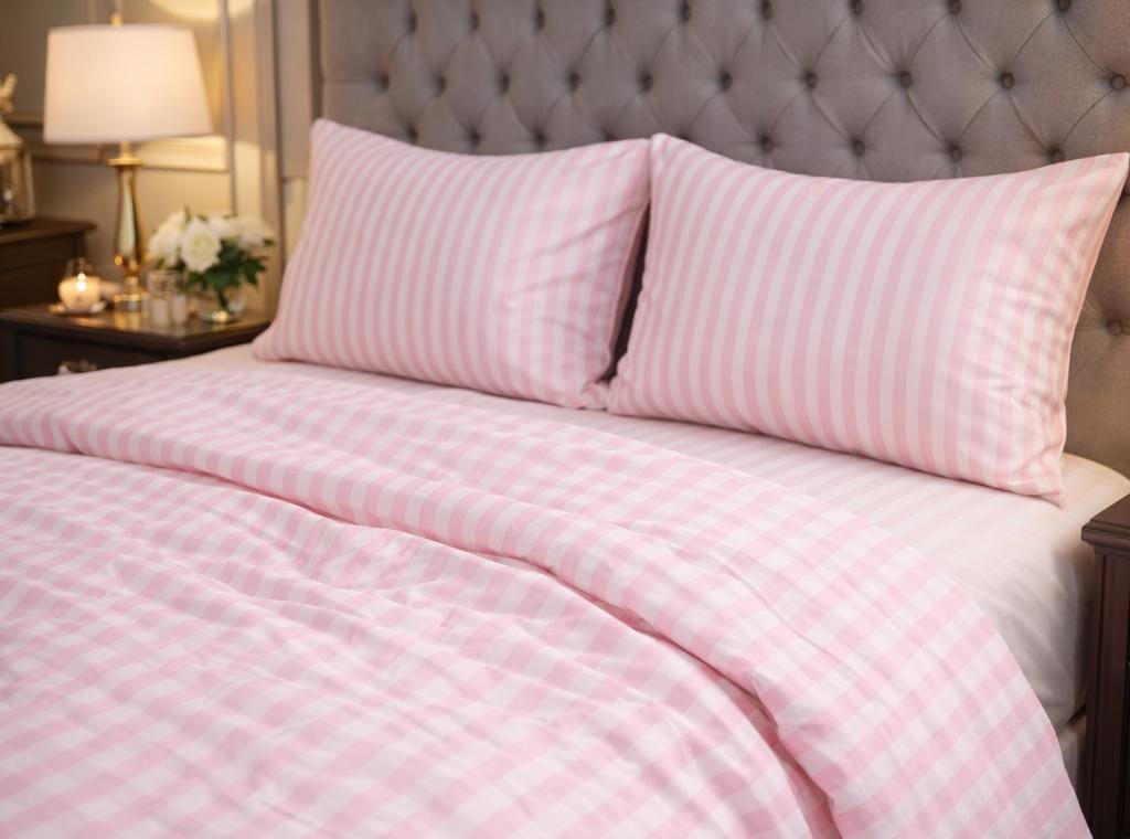 Ranforce Lastikli Çarşaflı Tek Kişilik Nevresim Takımı Açık Pembe