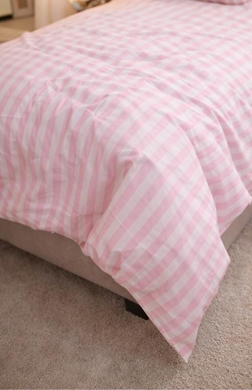 Ranforce Lastikli Çarşaflı Çift Kişilik Nevresim Takımı Açık Pembe