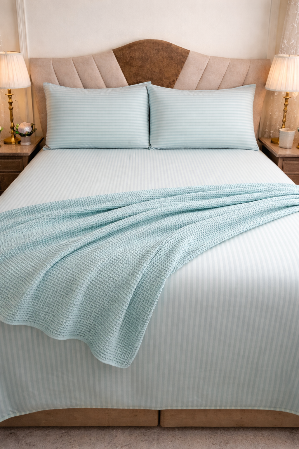 Saten Lastikli Çarşaflı Tek Kişilik Nevresim Takımı Su Yeşili