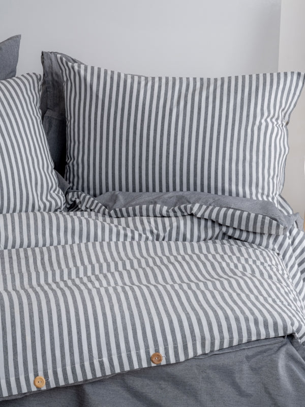 Ranforce Lastikli Çarşaflı Çift Kişilik Nevresim Takımı Antrasit