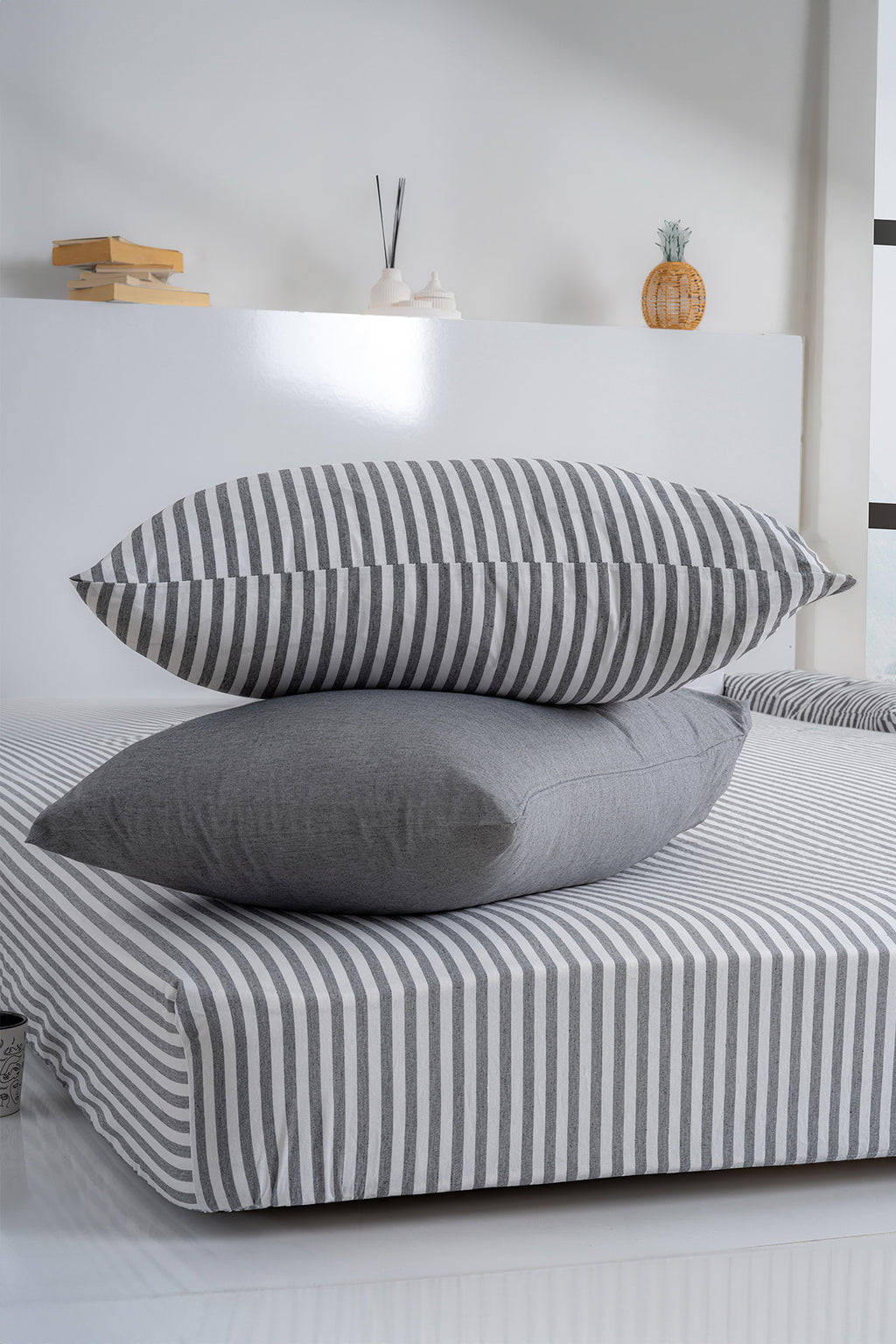 Dovira Çizgili Pamuklu Lastikli Çarşaf Takımı 160x200