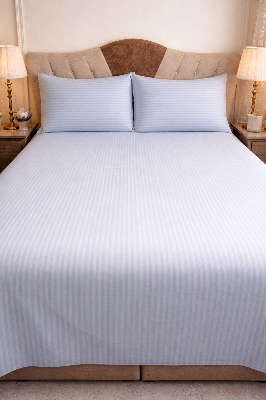 Saten Lastikli Çarşaflı Tek Kişilik Nevresim Takımı Bebe Mavi