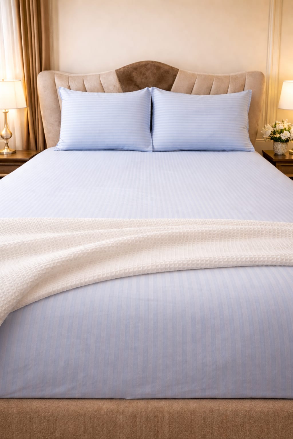 Saten Lastikli Çarşaflı Tek Kişilik Nevresim Takımı Bebe Mavi