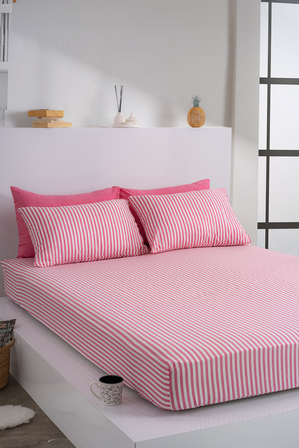 Dovira Çizgili Pamuklu Lastikli Çarşaf Takımı 160x200