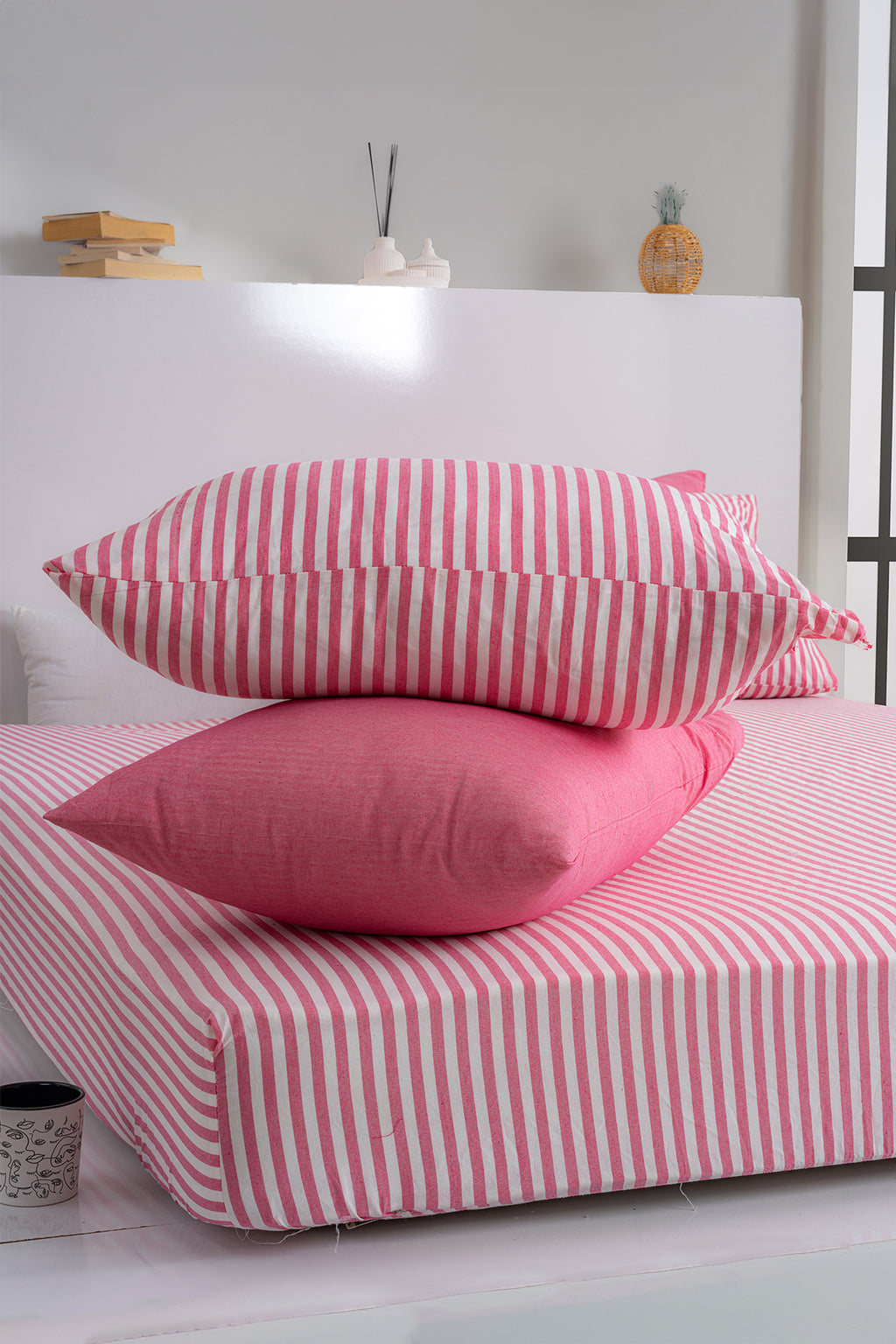 Dovira Çizgili Pamuklu Lastikli Çarşaf Takımı 100x200