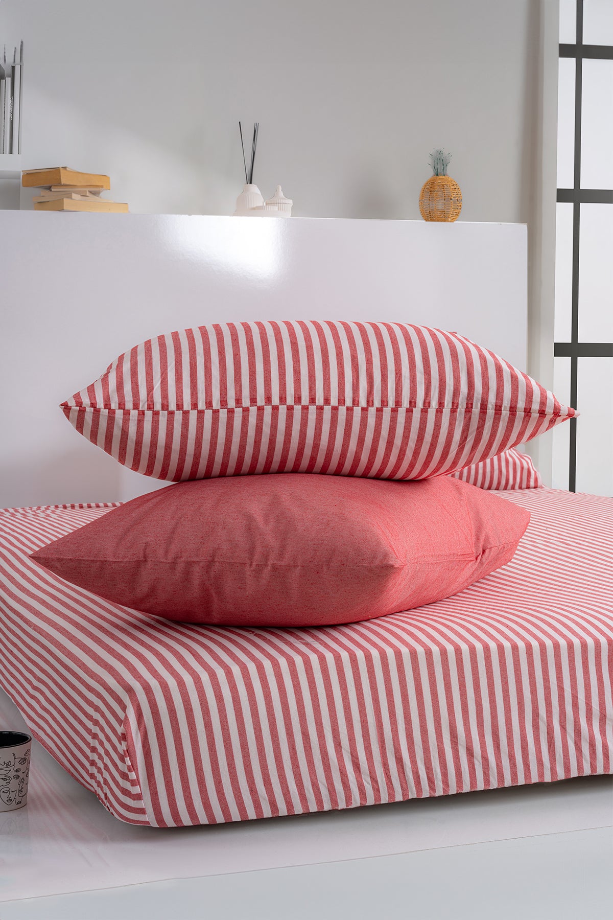 Dovira Çizgili Pamuklu Lastikli Çarşaf Takımı 160x200