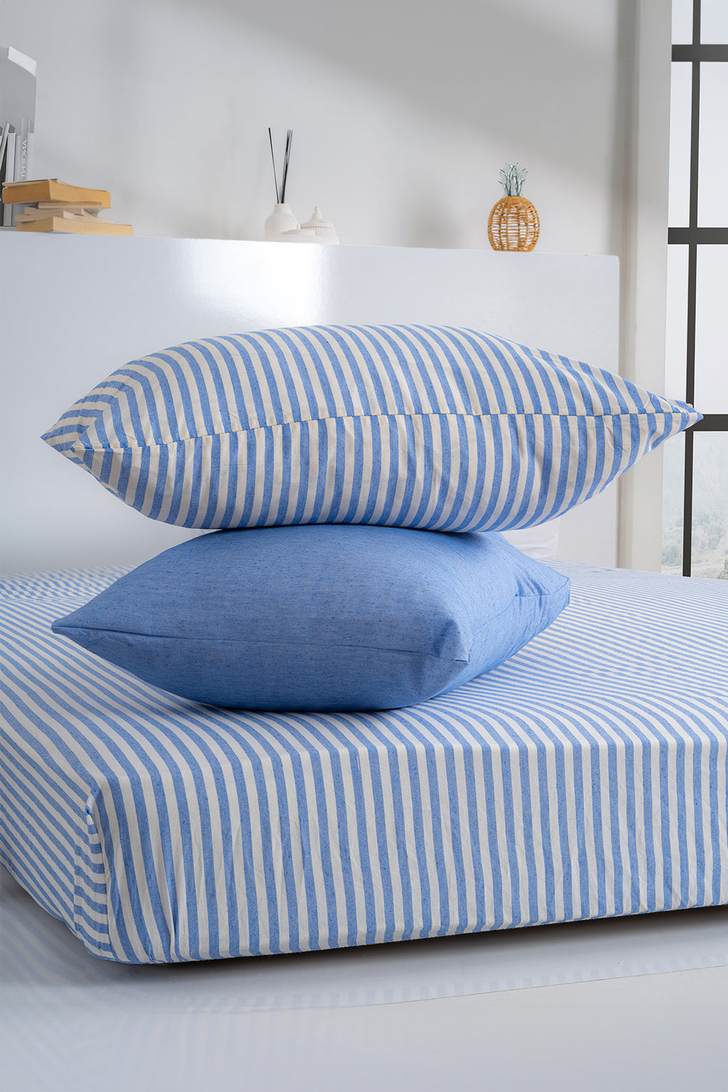Dovira Çizgili Pamuklu Lastikli Çarşaf Takımı 180x200