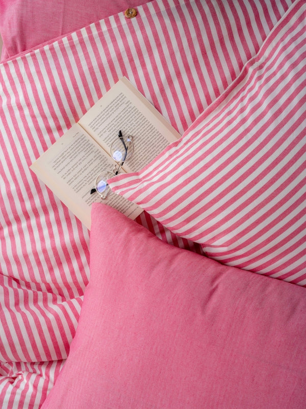 Ranforce Lastikli Çarşaflı Tek Kişilik Nevresim Takımı Pembe