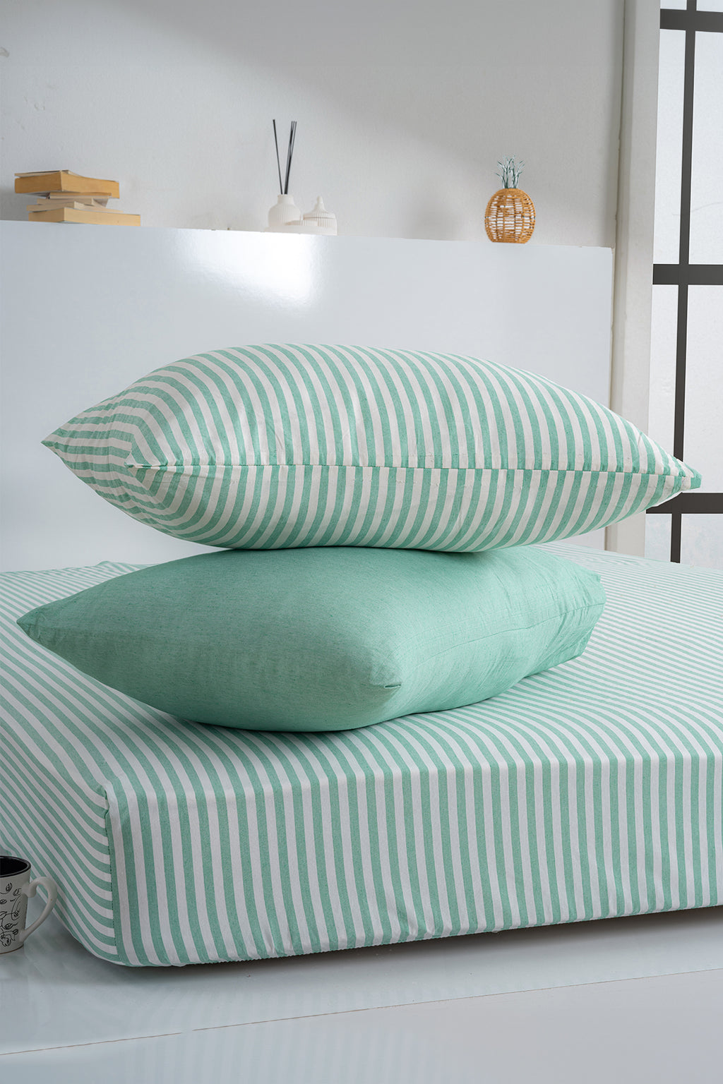 Dovira Çizgili Pamuklu Lastikli Çarşaf Takımı 160x200